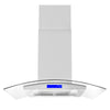 Cosmo 36 inch, Stainless Steel Island Range Hood with Permanent Filters and Curved Glass - COS-668ICS900