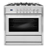 Cosmo 36 inch, Stainless Steel Single Oven Gas Range with 5 Burner Cooktops - COS-965AGC