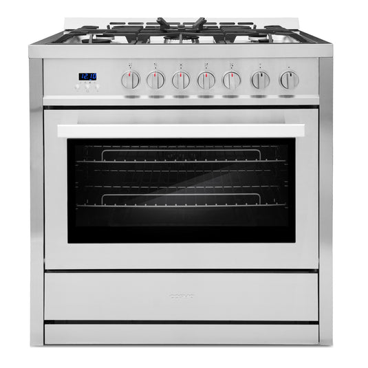 Cosmo 36 inch, Stainless Steel Single Oven Gas Range with 5 Burner Cooktops - COS-965AGC