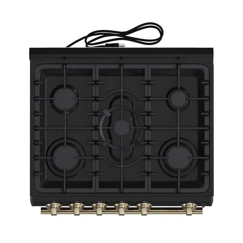 Load image into Gallery viewer, Forno Leonardo Espresso 30-Inch Black Gas Range, 5 Burners, 39,500 BTU, 5 cu.ft Convection Oven
