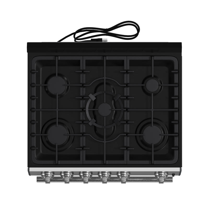 Load image into Gallery viewer, Forno Leonardo 30-Inch Stainless Steel Gas Range, 5 Sealed Burners (Totaling 39,500 BTU), 5 cu.ft. Convection Oven, Continuous Cast Iron Grates, Black Enamel Interior, Auto Re-Ignition, LP Conversion Kit Included
