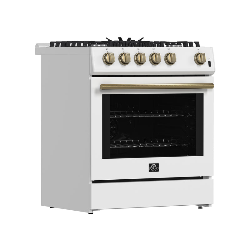 Load image into Gallery viewer, Forno Leonardo Espresso 30-Inch White Gas Range, 5 Burners, 39,500 BTU, 5 cu.ft Convection Oven

