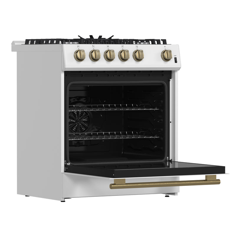 Load image into Gallery viewer, Forno Leonardo Espresso 30-Inch White Gas Range, 5 Burners, 39,500 BTU, 5 cu.ft Convection Oven
