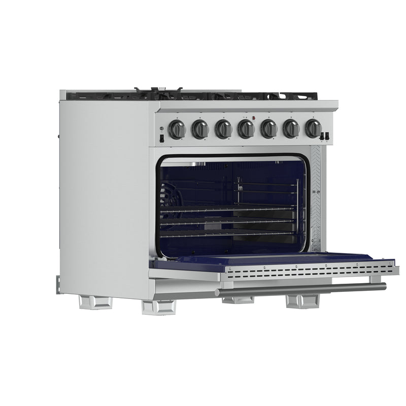 Load image into Gallery viewer, Forno Capriasca 36-Inch Gas Range, Stainless Steel, 6 Brass Burners, 120,000 BTU, Convection Oven, Energy Efficient
