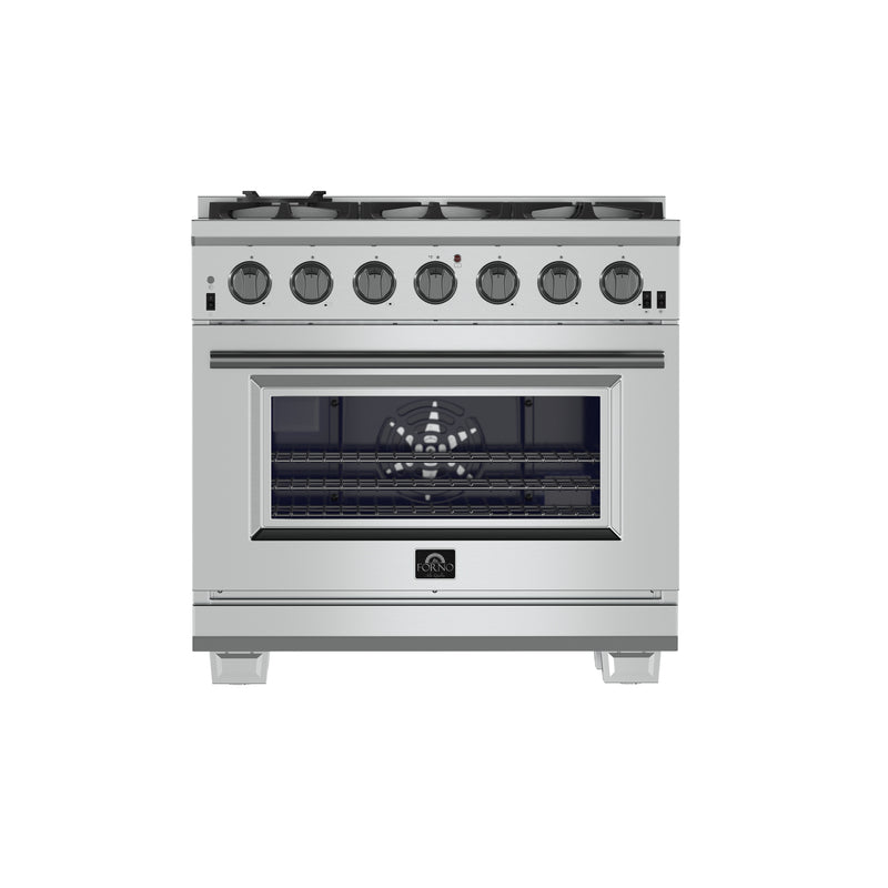 Load image into Gallery viewer, Forno Capriasca 36-Inch Gas Range, Stainless Steel, 6 Brass Burners, 120,000 BTU, Convection Oven, Energy Efficient
