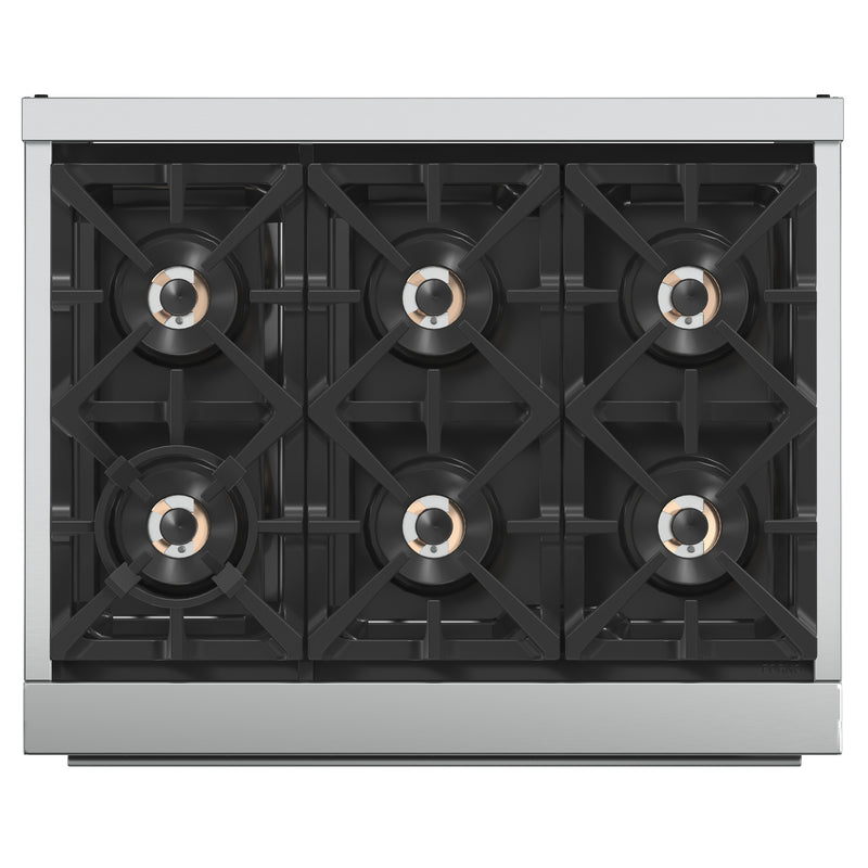 Load image into Gallery viewer, Forno Capriasca 36-Inch Gas Range, Stainless Steel, 6 Brass Burners, 120,000 BTU, Convection Oven, Energy Efficient
