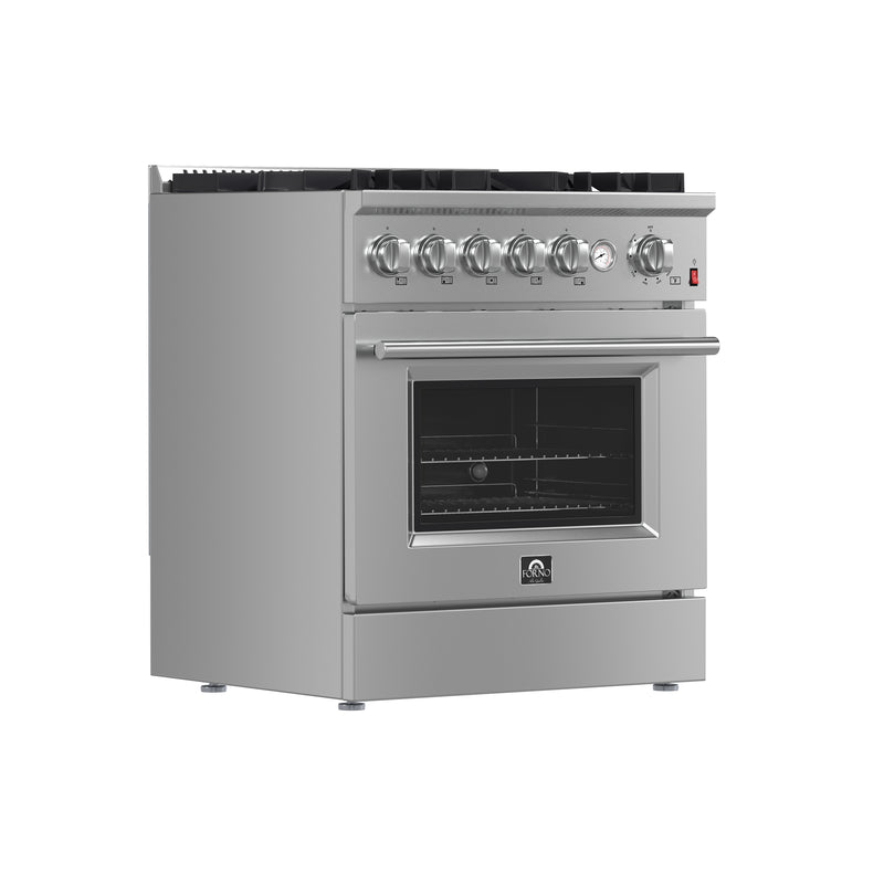 Load image into Gallery viewer, FORNO Giovanni 30-inch Gas Range Stainless Steel, 5 Burners 67,000 BTU, 4.32 cu.ft. Convection Oven
