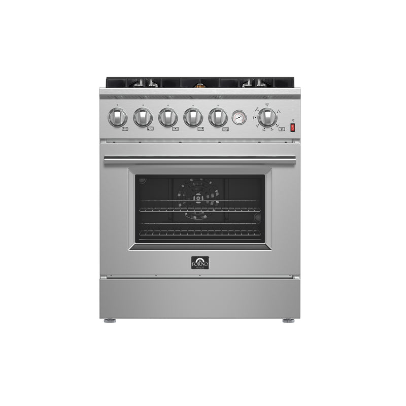 Load image into Gallery viewer, FORNO Giovanni 30-inch Gas Range Stainless Steel, 5 Burners 67,000 BTU, 4.32 cu.ft. Convection Oven
