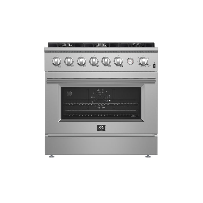Forno Marco 36-Inch, Stainless Steel Gas Range with 6 Burners - FFSGS6277-36