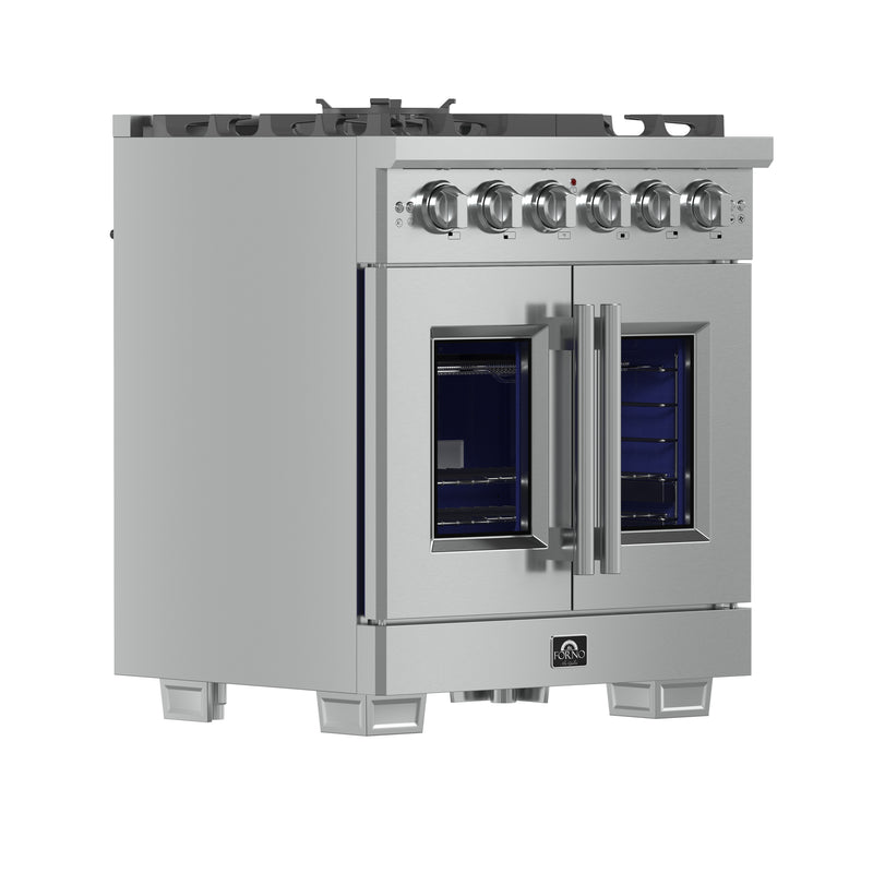 Load image into Gallery viewer, Forno Capriasca 30-Inch Freestanding French Door Gas Range, 4 Burners, Convection Oven, Energy Efficient
