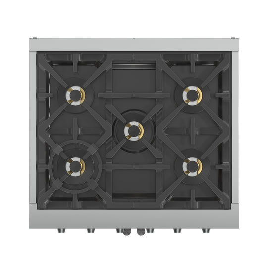 Forno Capriasca 30-Inch Freestanding French Door Gas Range, 4 Burners, Convection Oven, Energy Efficient
