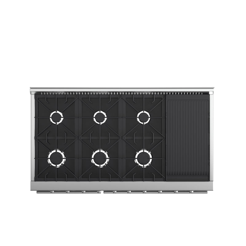 Load image into Gallery viewer, FORNO Premium 3-Piece Kitchen Bundle - FORNO Galiano 48&quot; Freestanding Gas Range, FORNO Rizzuto 60&quot; W. Dual Combo Convertible Refrigerator, FORNO 48&quot; Wall Mount Range Hood - FBDL-018-02US
