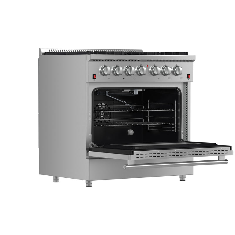 Load image into Gallery viewer, Forno Galiano 36-Inch Freestanding Gas Range, Stainless Steel, 6 Burners, Energy Efficient
