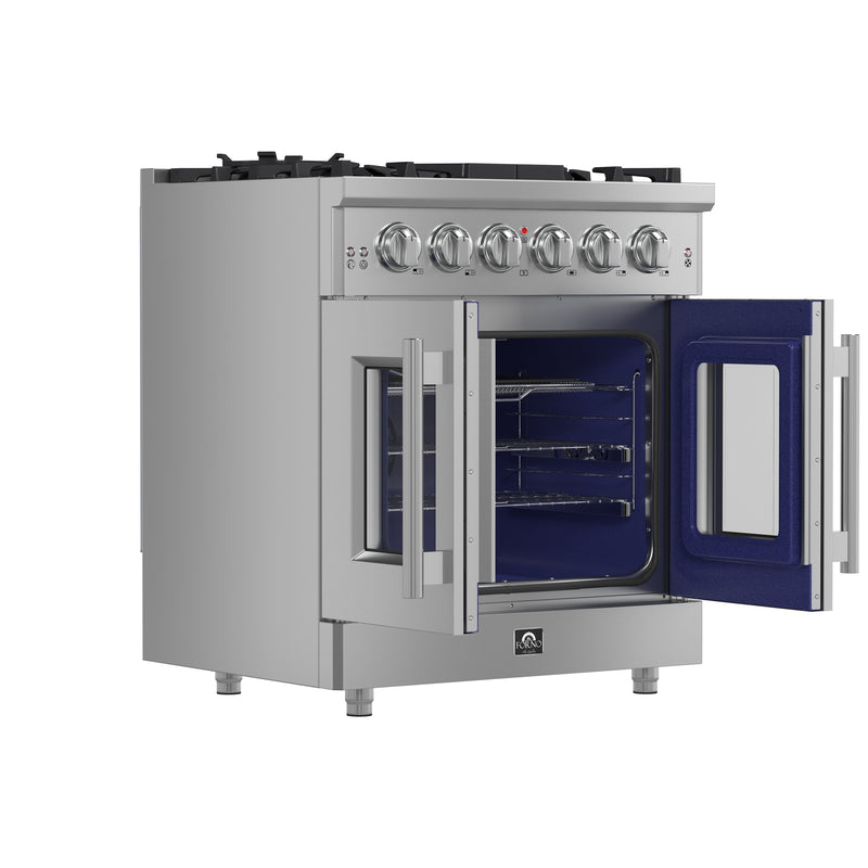 Load image into Gallery viewer, Forno Massimo 30-Inch Freestanding French Door Gas Range, 4 Burners, Convection Oven, Energy Efficient

