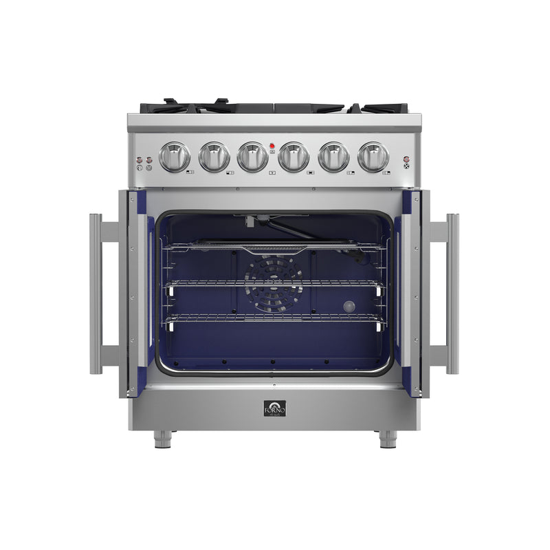 Load image into Gallery viewer, Forno Massimo 30-Inch Freestanding French Door Gas Range, 4 Burners, Convection Oven, Energy Efficient
