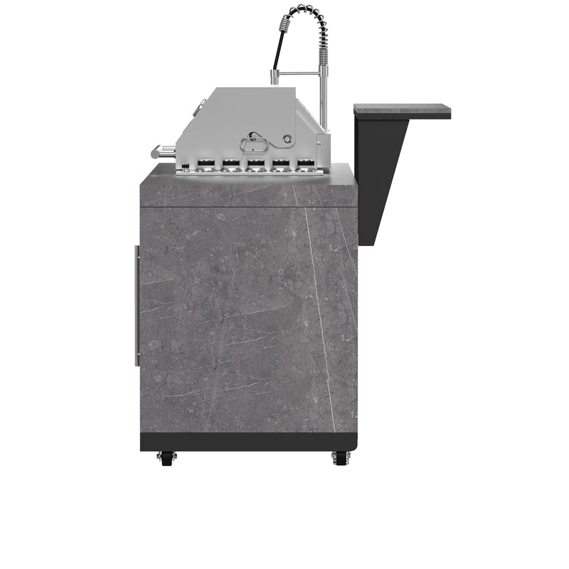 Load image into Gallery viewer, Forno Rimini Outdoor Kitchen 30&quot; BBQ 62,600 BTU, 3 Burners with Sear &amp; Rotisserie, 2.4 cu.ft. Beverage Center, Stainless Steel Sink, Black Cabinets &amp; Gray Sintered Stone Countertop
