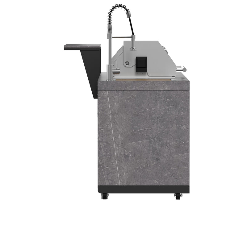 Load image into Gallery viewer, Forno Rimini Outdoor Kitchen 30&quot; BBQ 62,600 BTU, 3 Burners with Sear &amp; Rotisserie, 2.4 cu.ft. Beverage Center, Stainless Steel Sink, Black Cabinets &amp; Gray Sintered Stone Countertop
