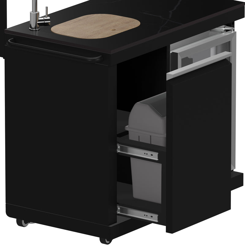 Load image into Gallery viewer, Forno All’Aperto 87,600 BTU Outdoor Kitchen, 4 Burners, Infrared Burners, Side Burner, Black Sintered Stone Countertops, Gas Pizza Oven, Sink Module, Bar &amp; Beverage Center
