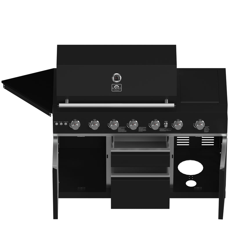 Load image into Gallery viewer, Forno All’Aperto 87,600 BTU Outdoor Kitchen, 4 Burners, Infrared Burners, Side Burner, Black Sintered Stone Countertops, Gas Pizza Oven, Sink Module, Bar &amp; Beverage Center
