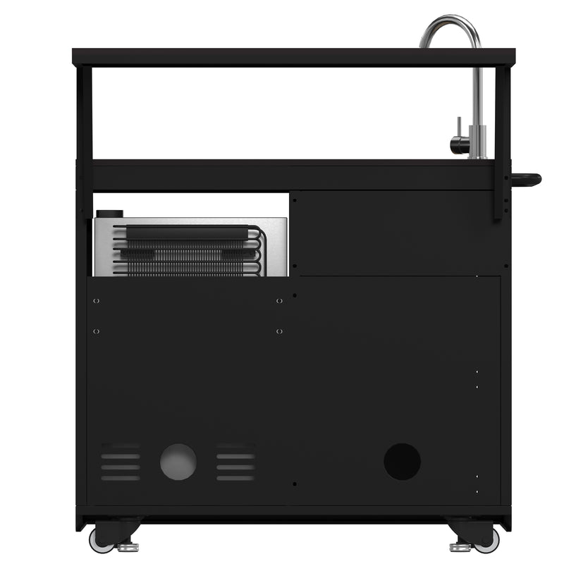 Load image into Gallery viewer, Forno All’Aperto 99,600 BTU Outdoor Kitchen, 5 Burners, Infrared Burners, Side Burner, Black Sintered Stone Countertops, Gas Pizza Oven, Sink Module, Bar &amp; Beverage Center
