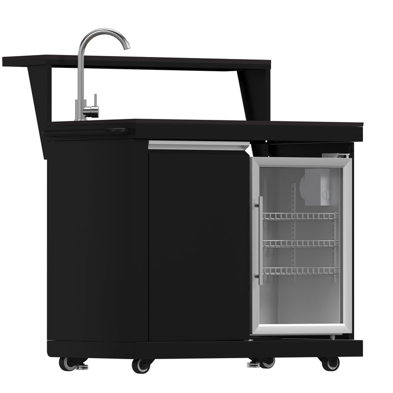 Load image into Gallery viewer, Forno All’Aperto 99,600 BTU Outdoor Kitchen, 5 Burners, Infrared Burners, Side Burner, Black Sintered Stone Countertops, Gas Pizza Oven, Sink Module, Bar &amp; Beverage Center
