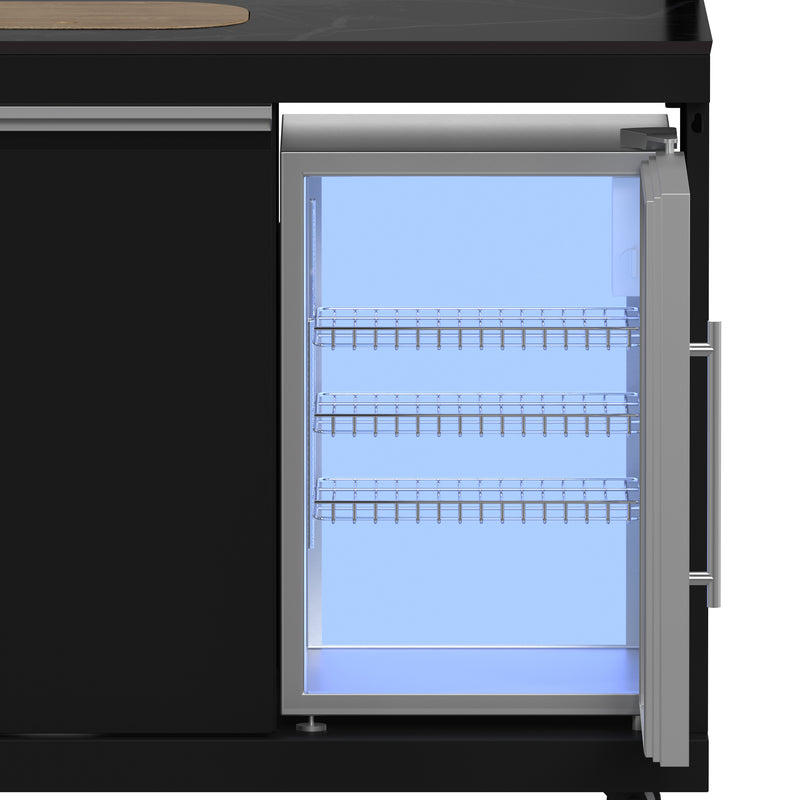 Load image into Gallery viewer, Forno All’Aperto 99,600 BTU Outdoor Kitchen, 5 Burners, Infrared Burners, Side Burner, Black Sintered Stone Countertops, Gas Pizza Oven, Sink Module, Bar &amp; Beverage Center
