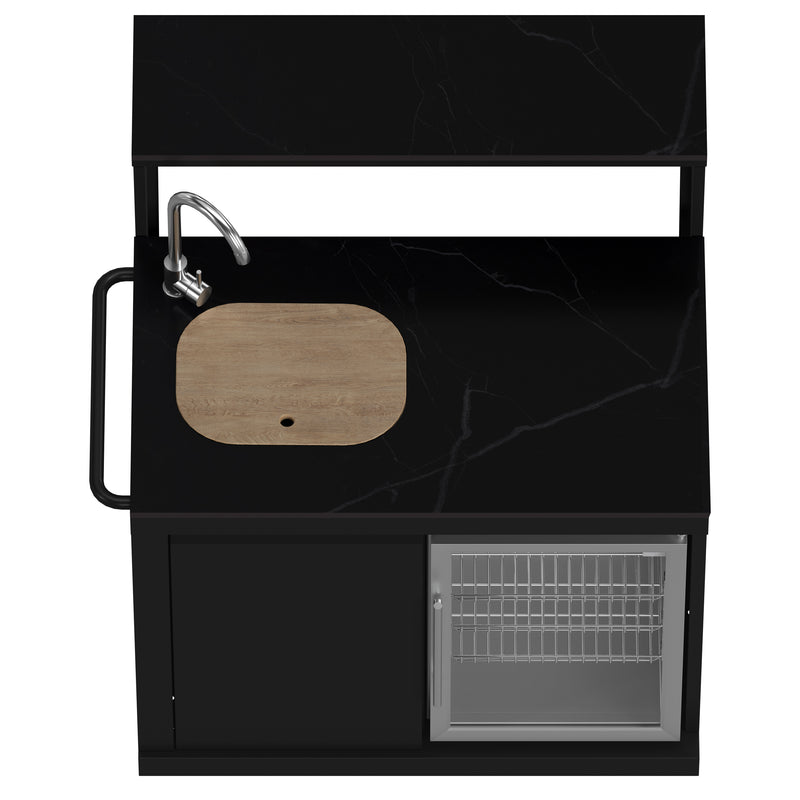 Load image into Gallery viewer, Forno All’Aperto 99,600 BTU Outdoor Kitchen, 5 Burners, Infrared Burners, Side Burner, Black Sintered Stone Countertops, Gas Pizza Oven, Sink Module, Bar &amp; Beverage Center
