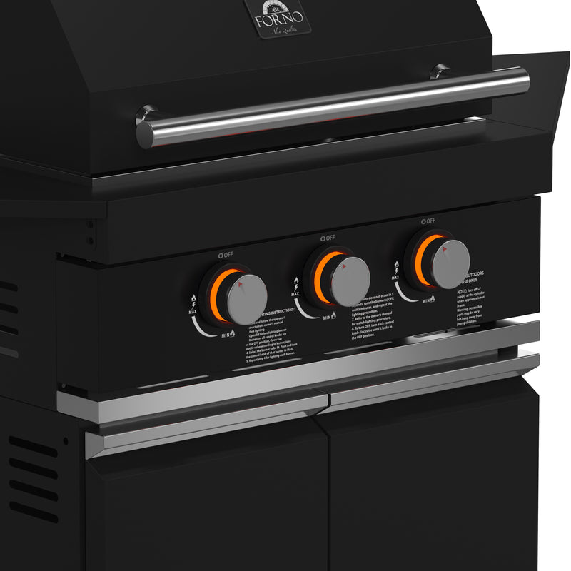 Load image into Gallery viewer, Forno All’Aperto 99,600 BTU Outdoor Kitchen, 5 Burners, Infrared Burners, Side Burner, Black Sintered Stone Countertops, Gas Pizza Oven, Sink Module, Bar &amp; Beverage Center
