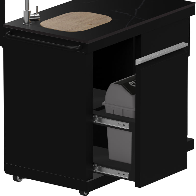 Load image into Gallery viewer, Forno All’Aperto 99,600 BTU Outdoor Kitchen, 5 Burners, Infrared Burners, Side Burner, Black Sintered Stone Countertops, Gas Pizza Oven, Sink Module, Bar &amp; Beverage Center
