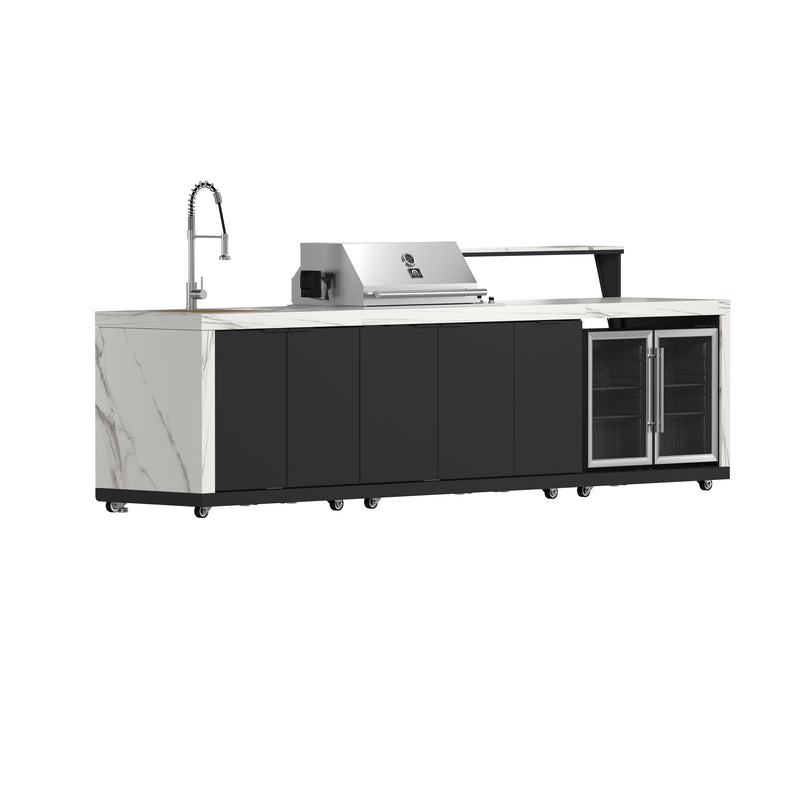 Load image into Gallery viewer, Forno Rimini Outdoor Kitchen: 30&quot; BBQ 62,600 BTU, 4.8 cu.ft. Refrigerators, White Countertops
