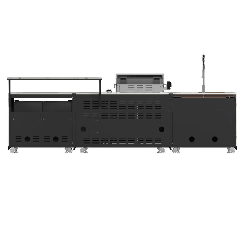 Load image into Gallery viewer, Forno Rimini Outdoor Kitchen: 30&quot; BBQ 62,600 BTU, 4.8 cu.ft. Refrigerators, White Countertops
