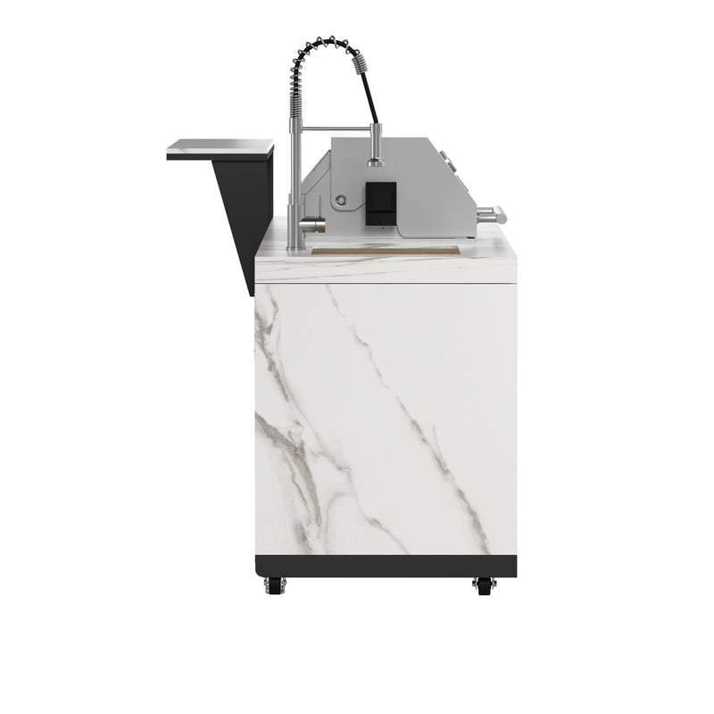 Load image into Gallery viewer, Forno Rimini Outdoor Kitchen: 30&quot; BBQ 62,600 BTU, 4.8 cu.ft. Refrigerators, White Countertops
