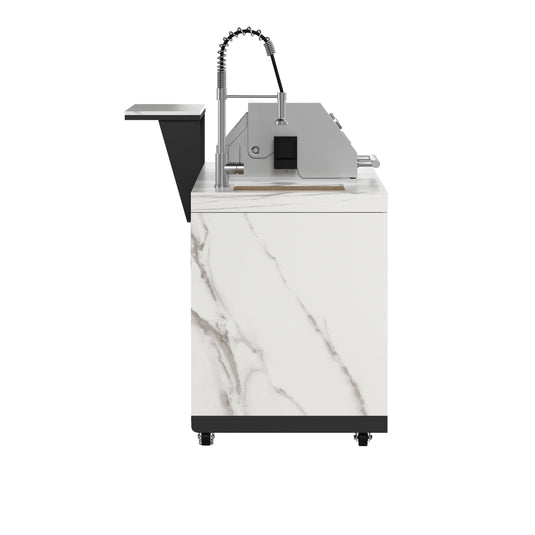 Forno Rimini Outdoor Kitchen: 30" BBQ 62,600 BTU, 4.8 cu.ft. Refrigerators, White Countertops