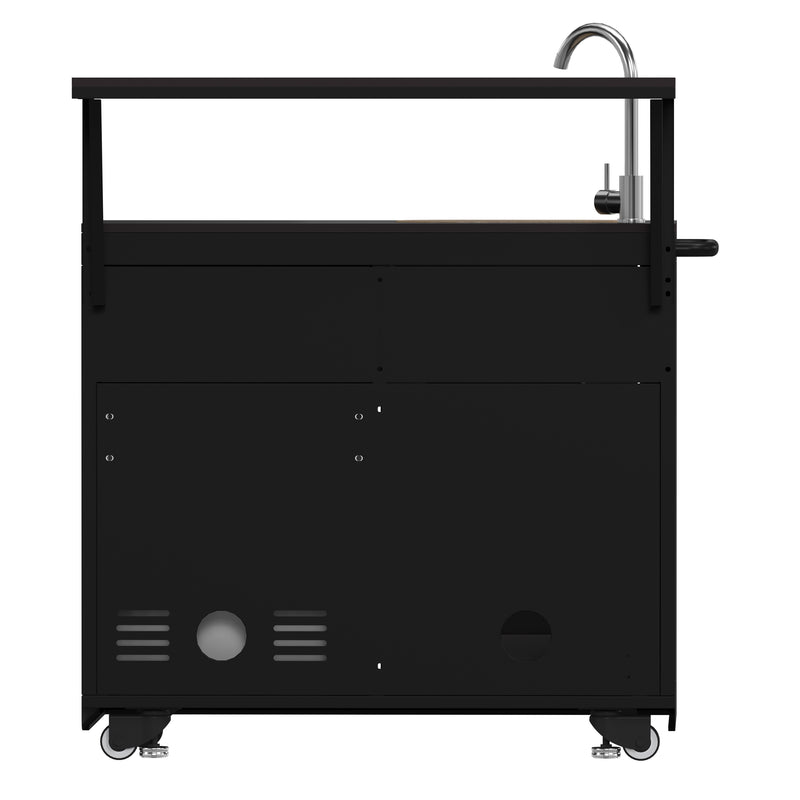 Load image into Gallery viewer, Forno All’Aperto 62,600 BTU BBQ, 3 Stainless Steel Burners, Infrared Burners, Sink Module, Black Sintered Stone Countertops, Bar and Beverage Center
