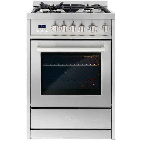 Cosmo 24 inch, Stainless Steel Single Oven Gas Range with 4 Burner Cooktop - COS-244AGC