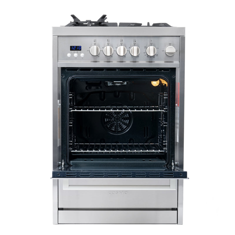 Load image into Gallery viewer, Cosmo 24 inch, Stainless Steel Single Oven Gas Range with 4 Burner Cooktop - COS-244AGC
