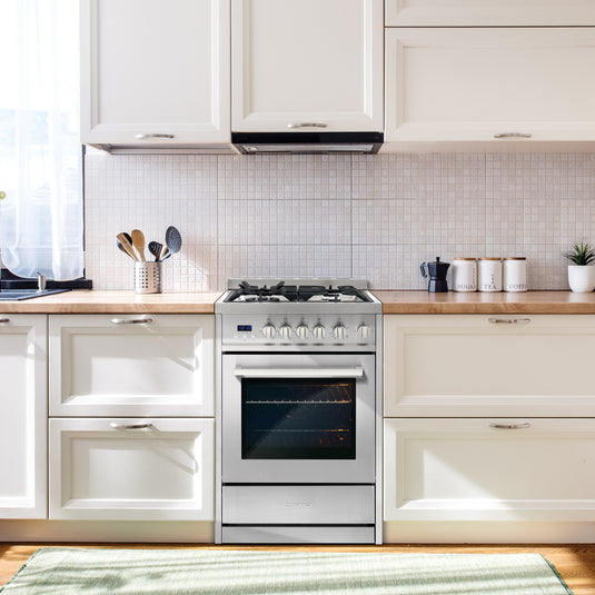 Cosmo 24 inch, Stainless Steel Single Oven Gas Range with 4 Burner Cooktop - COS-244AGC