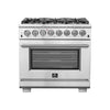 Forno Capriasca 36-Inch, Stainless Steel Freestanding Dual Fuel Range with 6 Burners - FFSGS6187-36