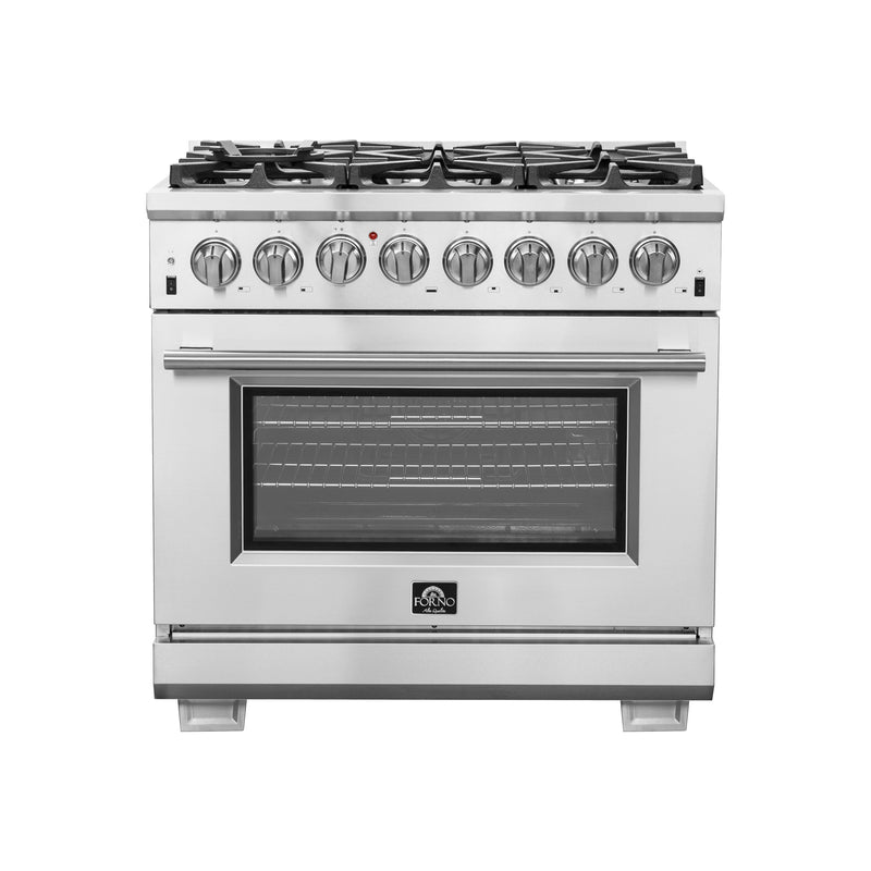 Load image into Gallery viewer, Forno Capriasca 36-Inch, Stainless Steel Freestanding Dual Fuel Range with 6 Burners - FFSGS6187-36

