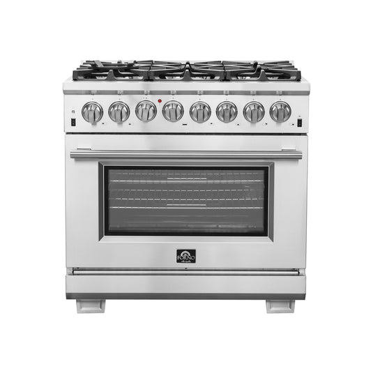 Forno Capriasca 36-Inch, Stainless Steel Freestanding Dual Fuel Range with 6 Burners - FFSGS6187-36
