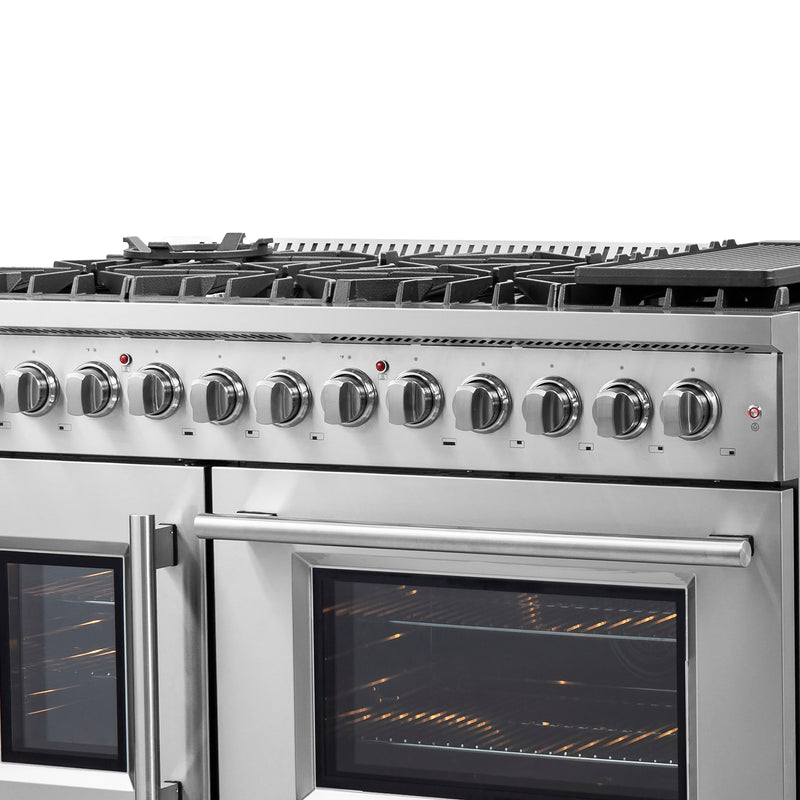 Load image into Gallery viewer, FORNO Galiano 48-Inch French Door Dual Fuel Range All Stainless Steel, 8 Sealed Burners, 107,000 BTU, Griddle, 6.58 cu.ft. Double Ovens
