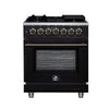 Forno Massimo 30-Inch, Black Freestanding Dual Fuel Range with 4 Burners - FFSGS6125-30BLK