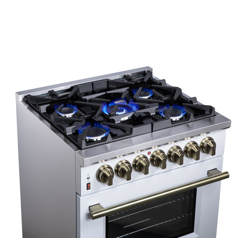 Load image into Gallery viewer, Forno Massimo 30-Inch, White Freestanding Dual Fuel Range with 4 burners - FFSGS6125-30WHT
