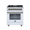 Forno Massimo 30-Inch, White Freestanding Dual Fuel Range with 4 burners - FFSGS6125-30WHT