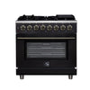 Forno Massimo 36 Inch, Black Freestanding Dual Fuel Range with 6 burners - FFSGS6125-36BLK