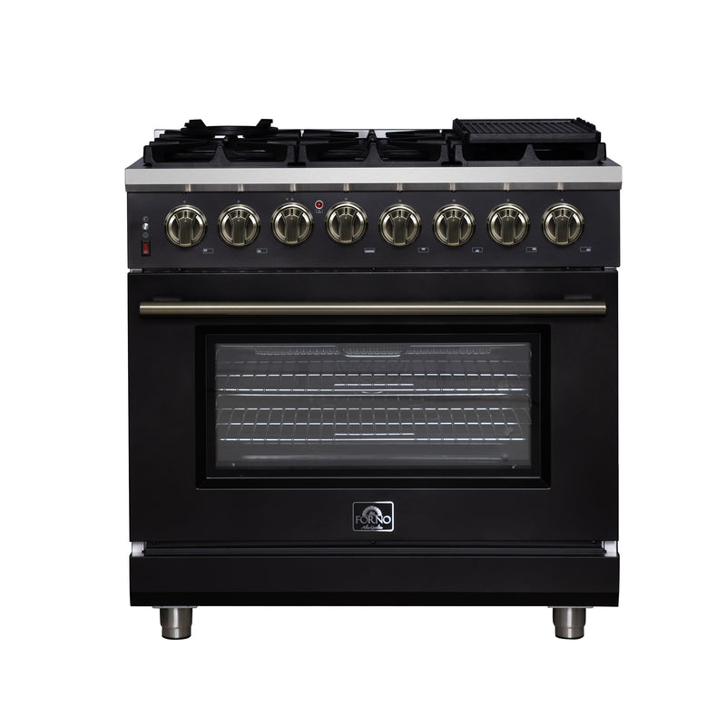 Load image into Gallery viewer, Forno Massimo 36 Inch, Black Freestanding Dual Fuel Range with 6 burners - FFSGS6125-36BLK
