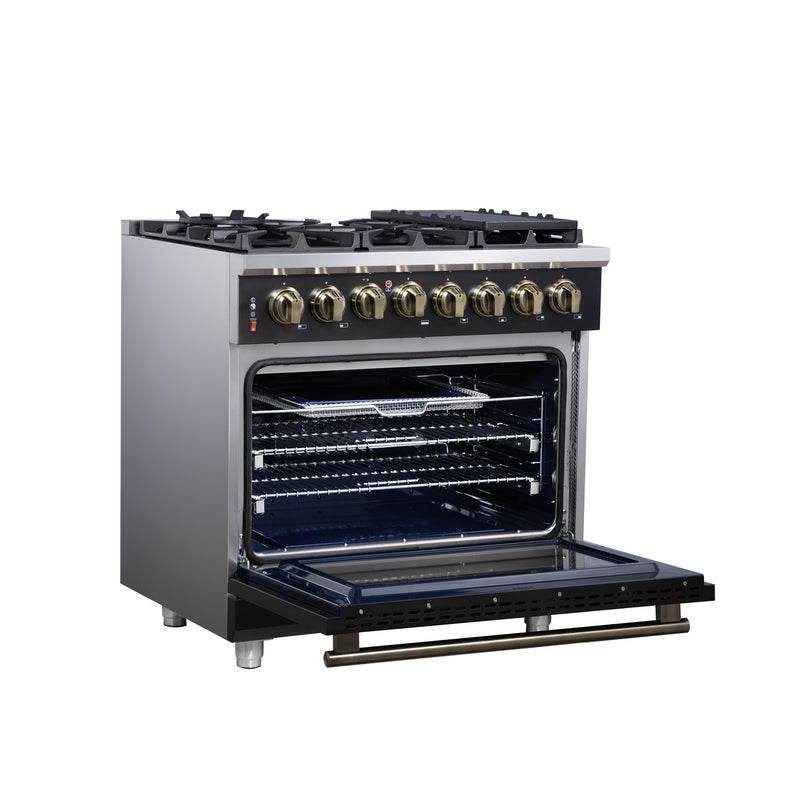 Load image into Gallery viewer, Forno Massimo 36 Inch, Black Freestanding Dual Fuel Range with 6 burners - FFSGS6125-36BLK
