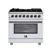 Forno Massimo 36 Inch, White Freestanding Dual Fuel Range with 6 Burners - FFSGS6125-36WHT