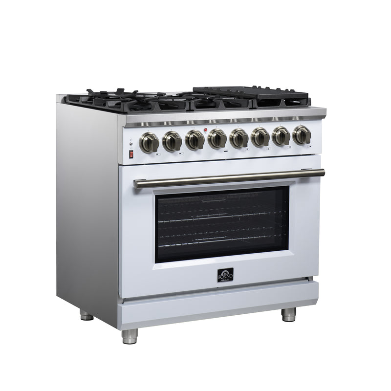 Load image into Gallery viewer, Forno Massimo 36 Inch, White Freestanding Dual Fuel Range with 6 Burners - FFSGS6125-36WHT
