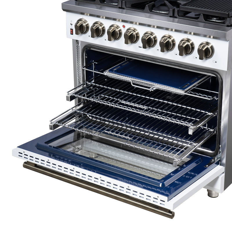 Load image into Gallery viewer, Forno Massimo 36 Inch, White Freestanding Dual Fuel Range with 6 Burners - FFSGS6125-36WHT
